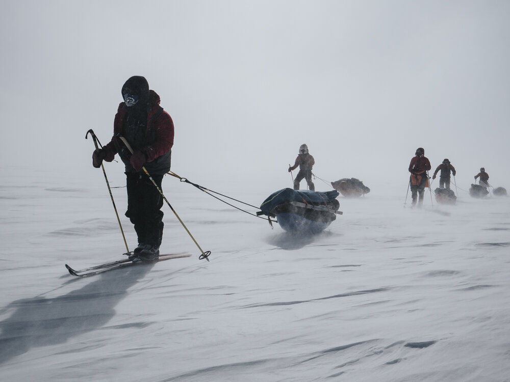 Guide Bengt Rotmo leading the Inspiring Explorers Expedition&trade; team in winds (001)