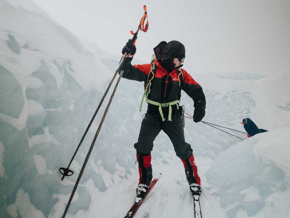Inspiring Explorer Brando Yelavich pulls sled through the ice