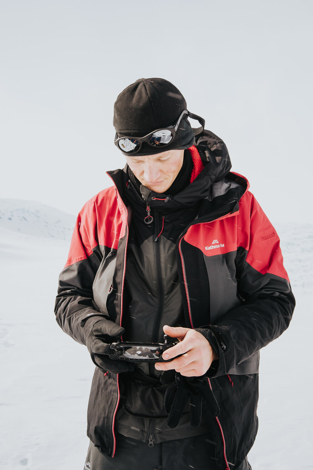 Inspiring Explorer Keith Parsons controlling a drone