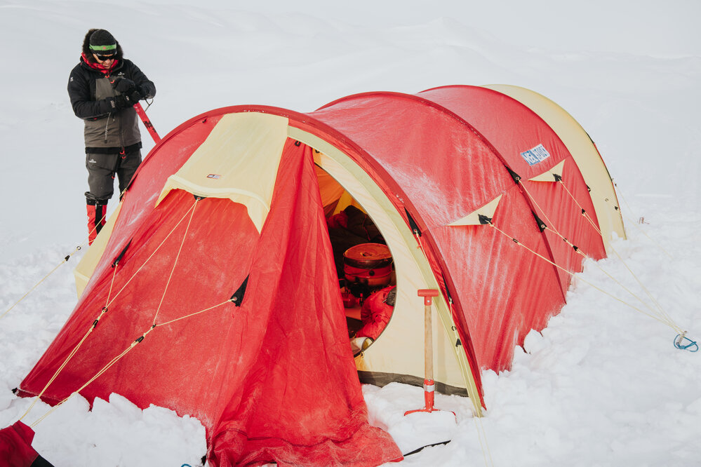 AHT Executive Director Nigel Watson setting up camp