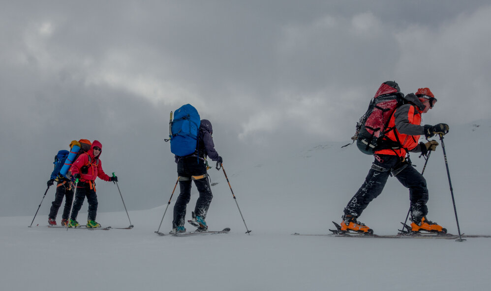 Members of the Antarctic Heritage Trust Inspiring Explorers Expedition&trade; on their crossing of South Georgia