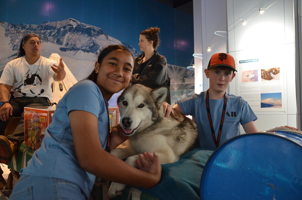 Young Inspiring Explorers&trade; Amy and Liam meet the huskies at the International Antarctic Centre