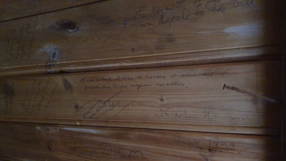 2019-20 Graffiti on the interior of Borchgrevink's hut (001)