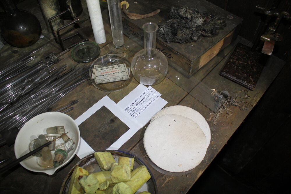 2020-21 Dust slide position - Science bench, 'Terra Nova' hut, Cape Evans