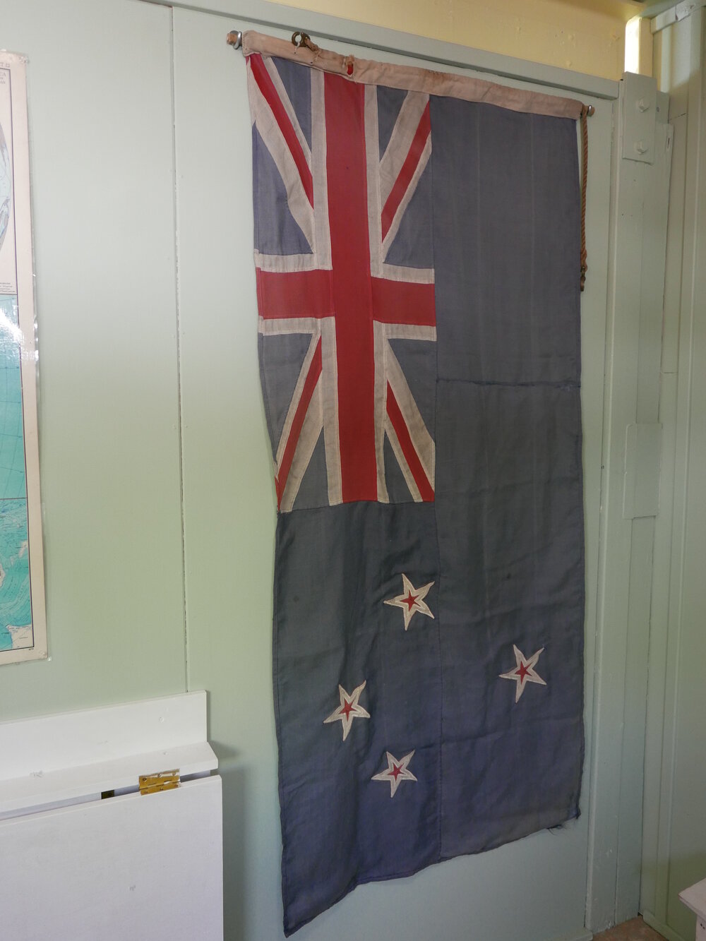 2020-21, Work Task, New Zealand flag installed in Hillary's (TAE/IGY) hut (003)