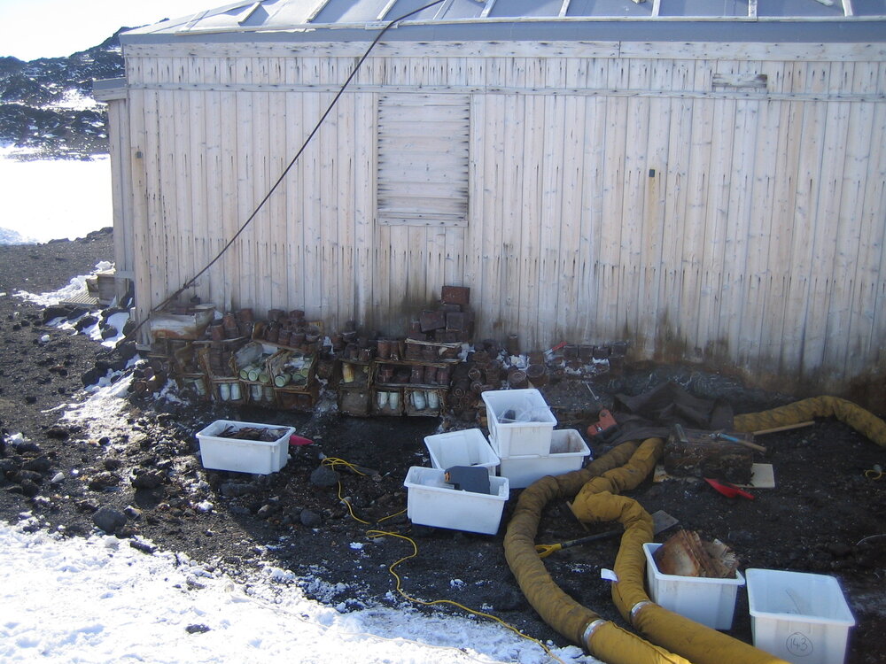 2006 Boxes still to be removed, Shackleton's 'Nimrod' hut, Cape Royds