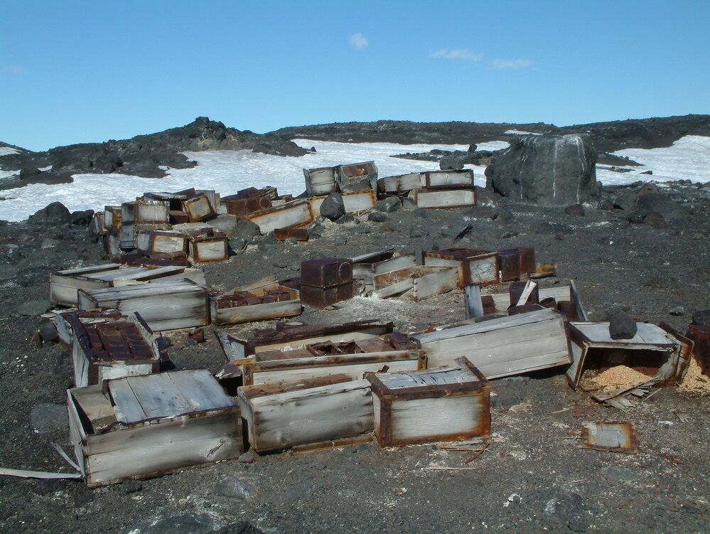 2005 Scott's 'Terra Nova' hut stores boxes, Cape Evans (003)