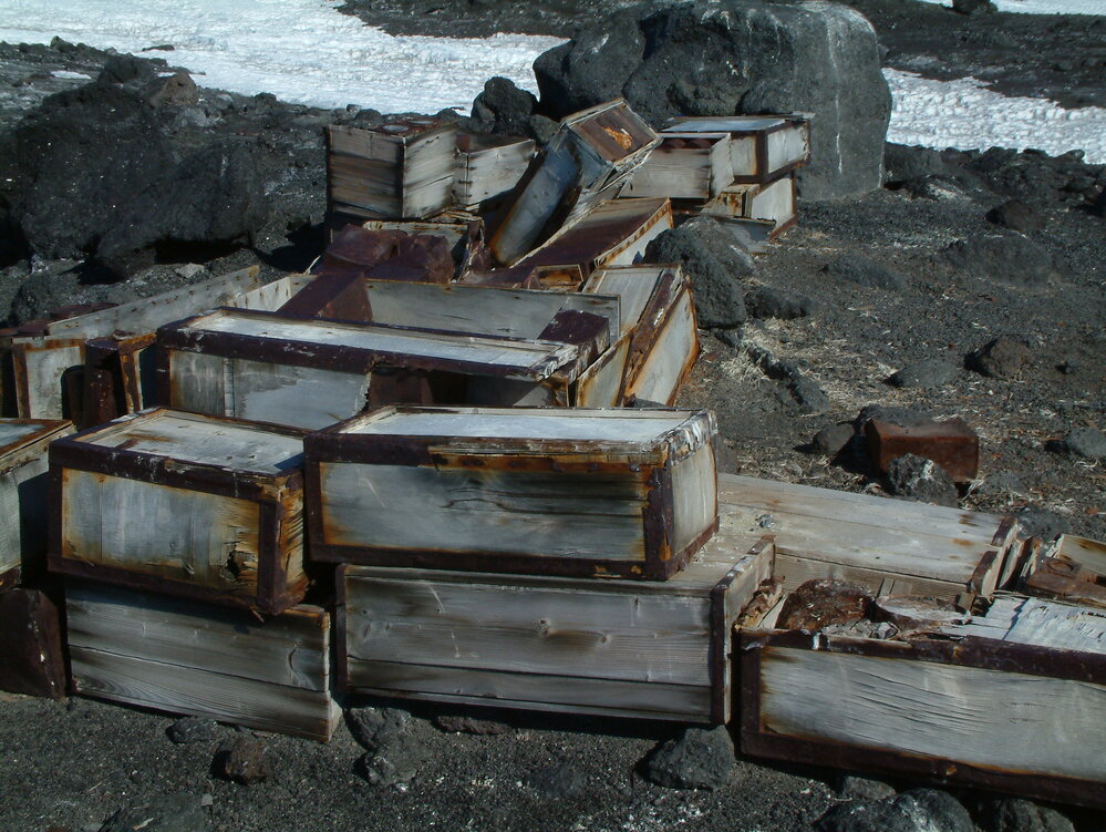 2005 Scott's 'Terra Nova' hut stores boxes, Cape Evans (002)
