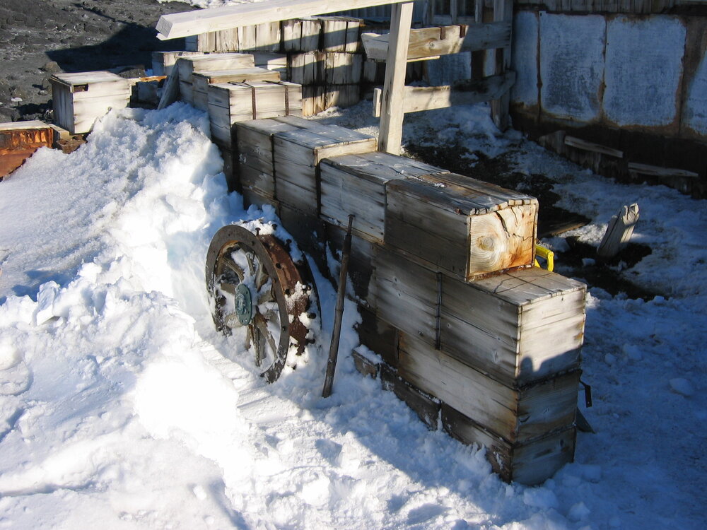2005 Artefacts outside Ernest Shackleton's 'Nimrod' hut, Cape Royds (005)