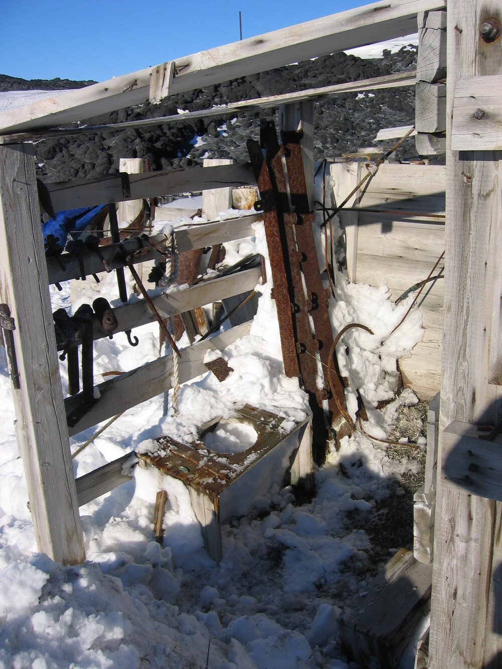 2005 Artefacts outside Ernest Shackleton's 'Nimrod' hut, Cape Royds (006)