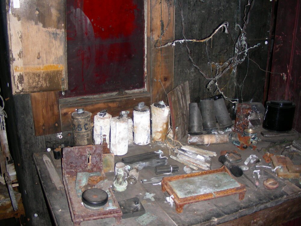 2006 Table outside the Darkroom door inside Scott's 'Terra Nova' hut, Cape Evans