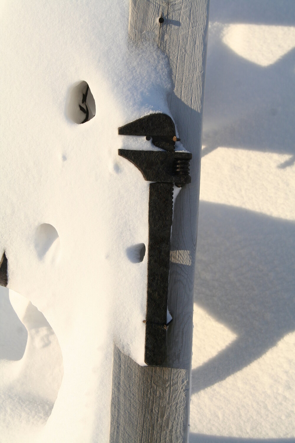 2006 Callipers hanging on a post outside Shackleton's 'Nimrod' hut, Cape Royds