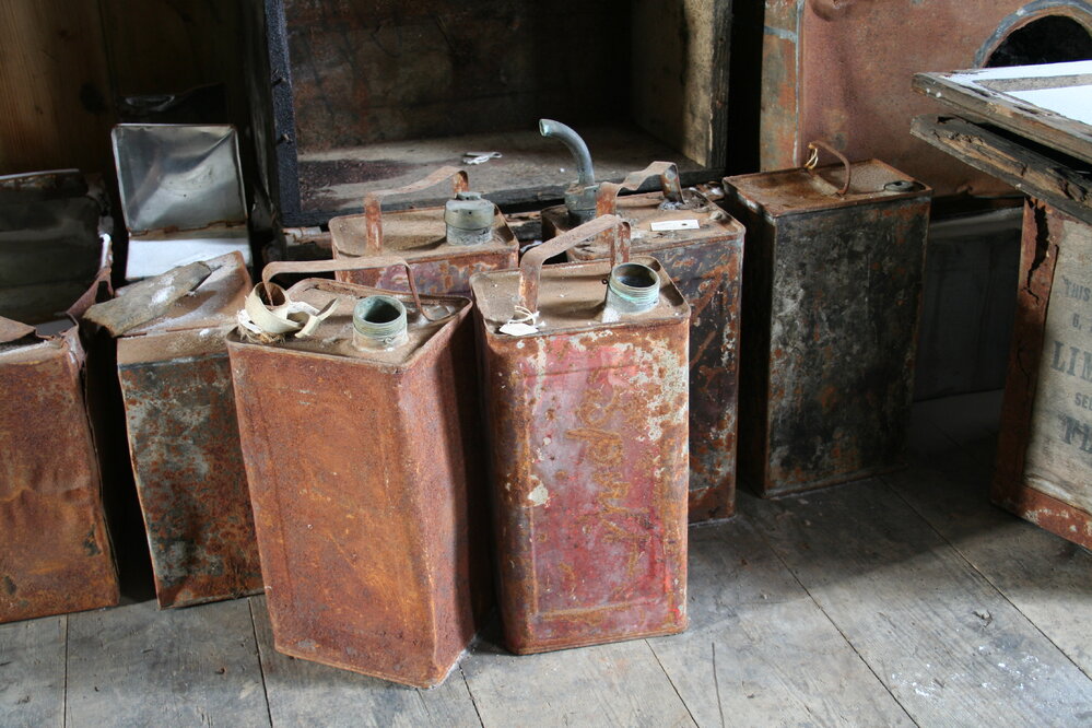 2006 Fuel cans inside Scott's 'Discovery' hut, Hut Point
