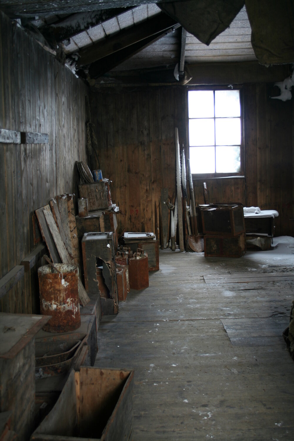 2006 Snow ingress inside the main space of Scott's 'Discovery' hut, Hut Point