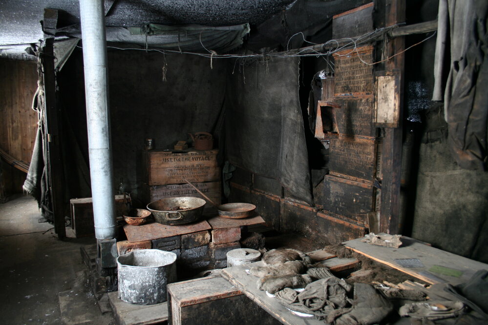 2006 Stove area inside Scott's 'Discovery' hut, Hut Point
