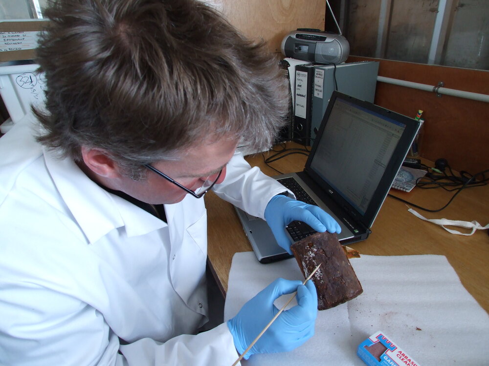2006 Conservator Robert Clendon treating an artefact in the Conservation Lab