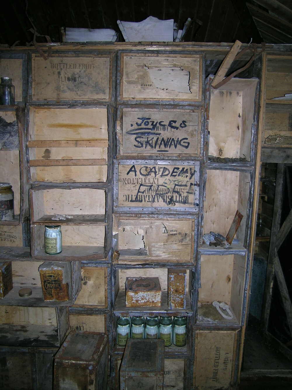 2005 "Joyce's Skining Academy - Free" inside Shackleton's 'Nimrod' hut