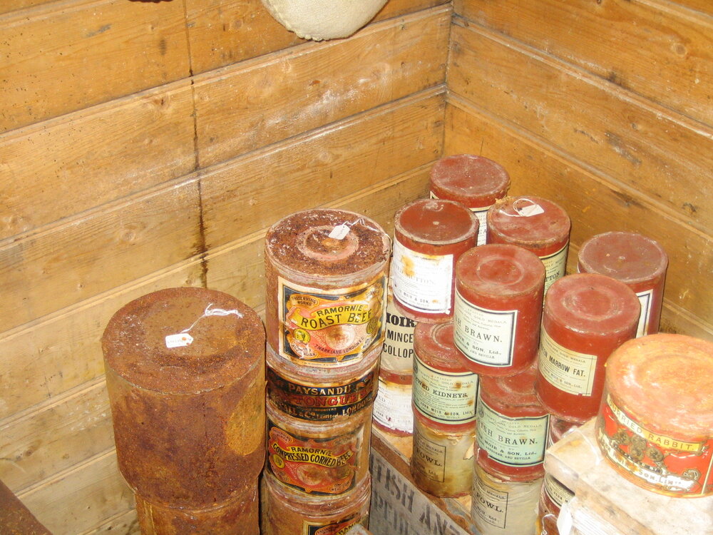 2005 Artefacts on shelves inside Shackleton's 'Nimrod' hut, Cape Royds (001)