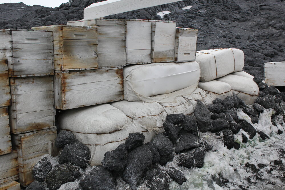 2019-20 Fodder bales, one ripped, Shackleton's 'Nimrod' Hut (001)