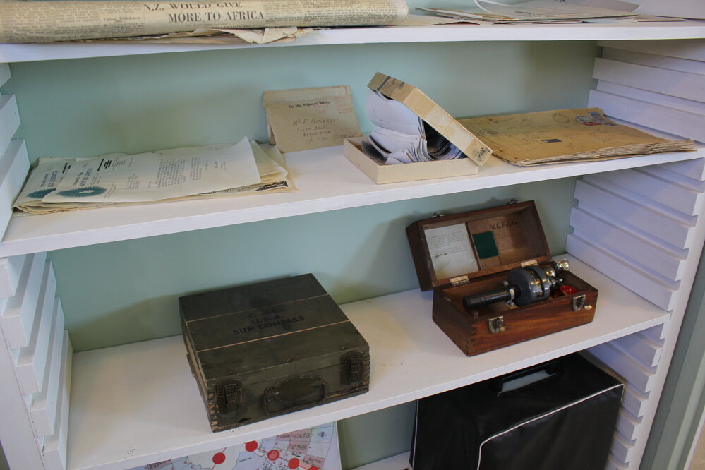 2019-20 Baseline image - Display shelves, Radio room (Room 8), Hillary's TAE/IGY Hut (004)