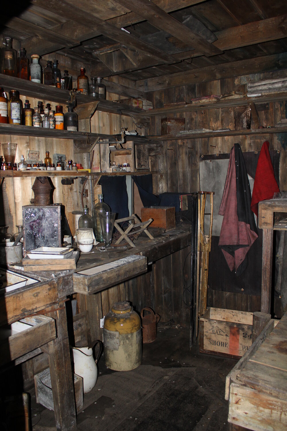 2019-20 Hut inspection - Darkroom equipment and supplies, Ponting's darkroom (Room 5), Scott's Hut