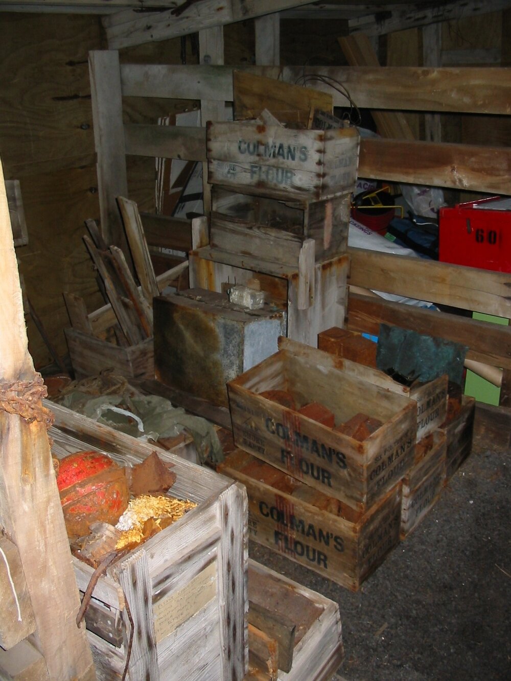 2003 K440 at Scott's 'Terra Nova' hut - Stores boxes in Stables (002)