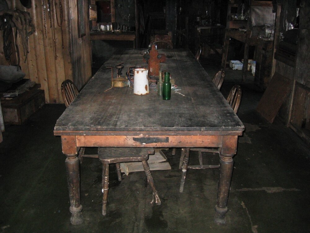2003 K440 at Scott's 'Terra Nova' hut, interior - Wardroom table