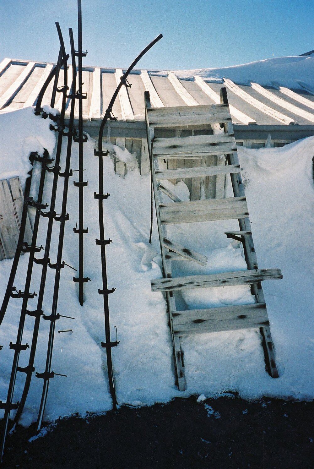 2002 Sledge and runners against Scott's 'Terra Nova' hut
