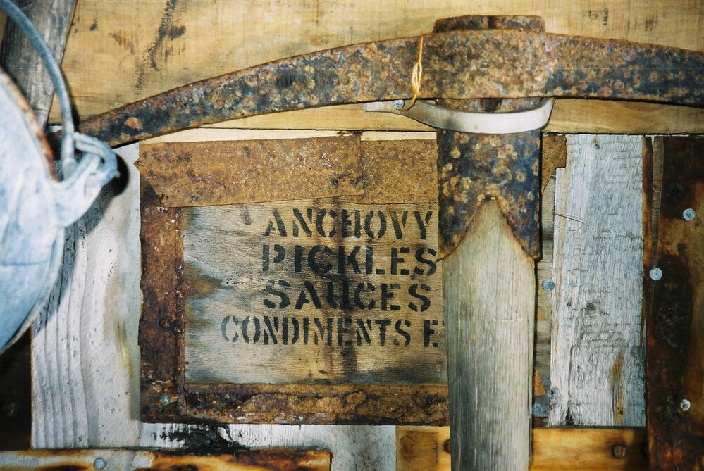 2002 Scott's 'Terra Nova' hut, interior - Stencilled box (001)