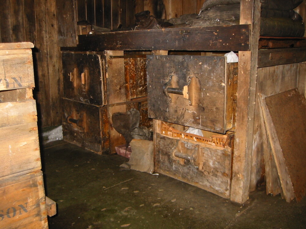 2002 Scott's 'Terra Nova' hut, interior survey image - Biology area (005)