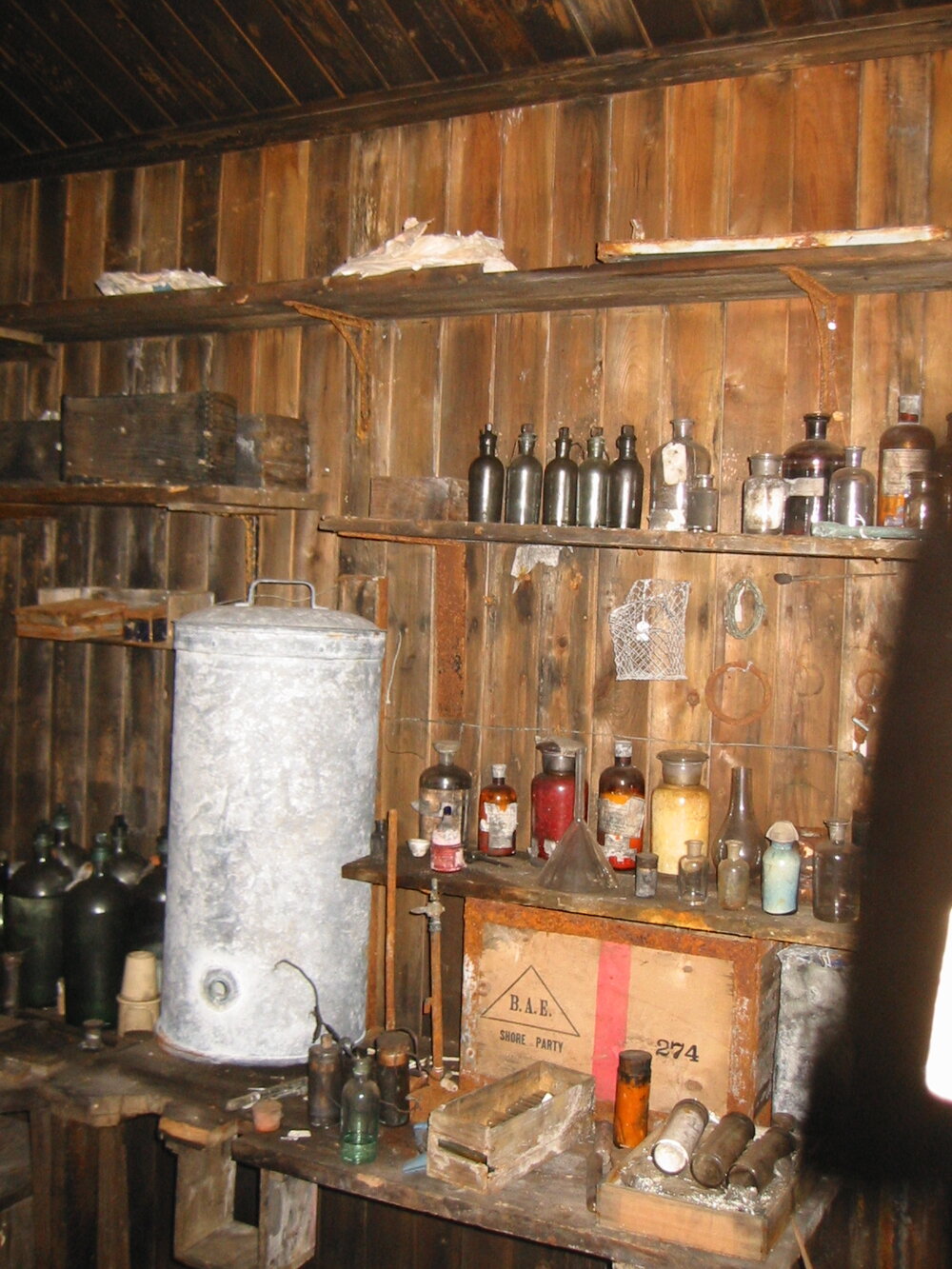 2002 Scott's 'Terra Nova' hut, interior survey image - Physical Laboratory (003)