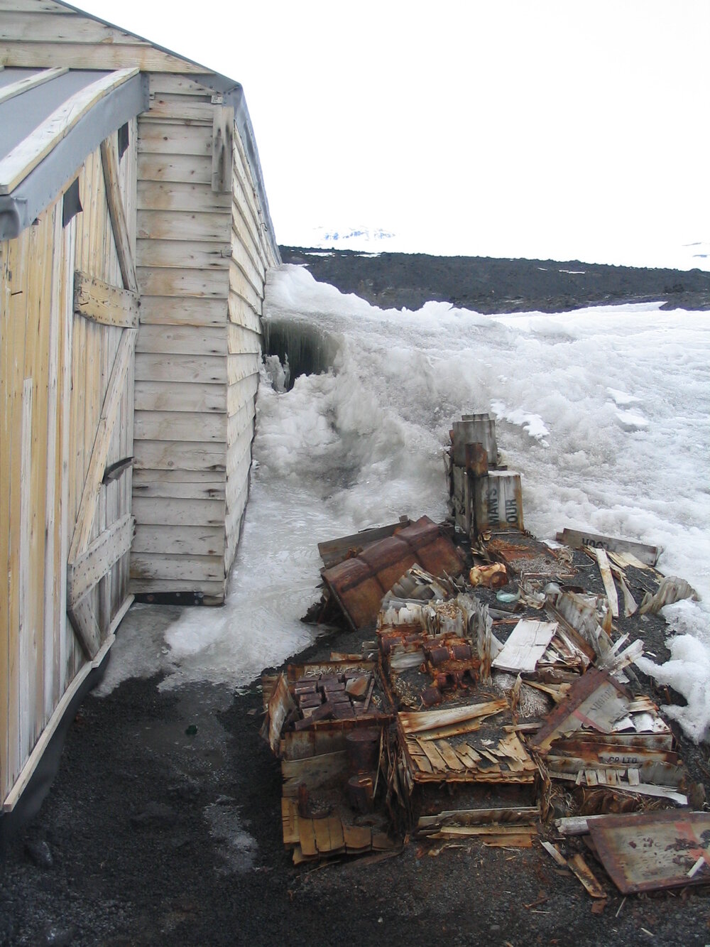 2004-05 Scott's 'Terra Nova' hut, Cape Evans, flood damage (05)