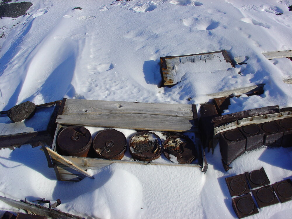 2006 Provisions boxes in the snow at Scott's 'Terra Nova' hut