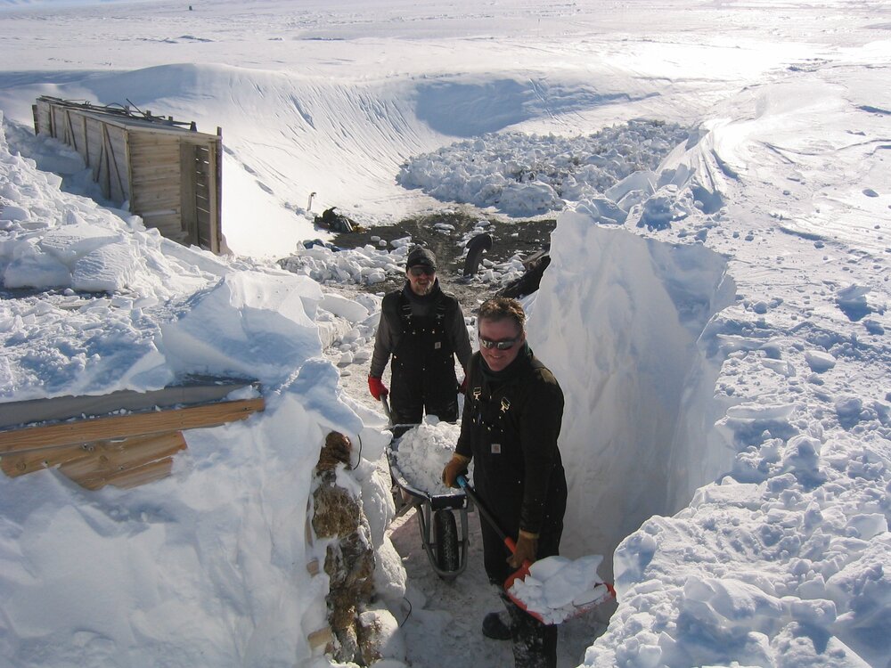 2006 Conservators at work, removing snow from Scott's 'Terra Nova' hut