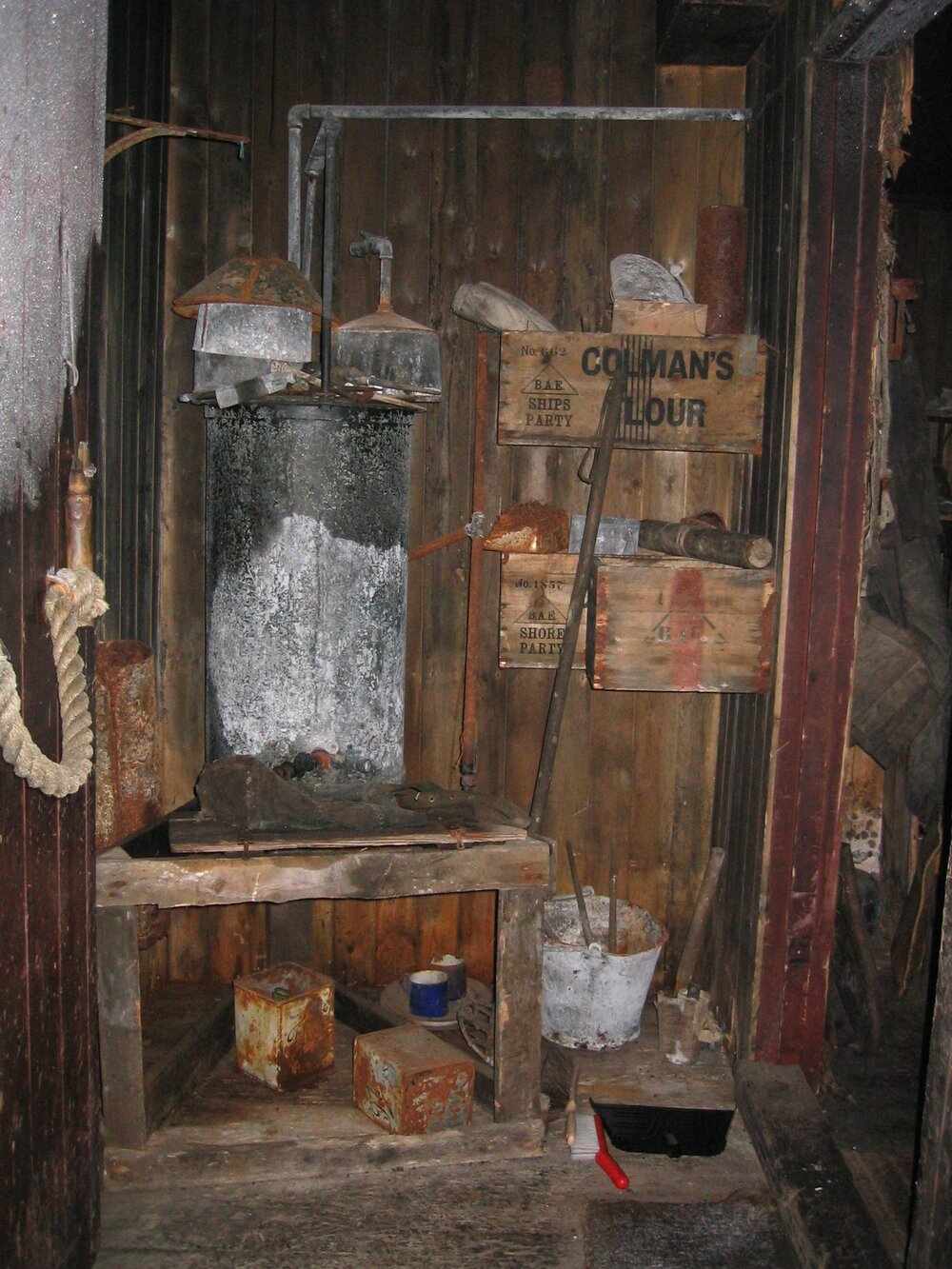 2006 Acetylene generator inside Scott's 'Terra Nova' hut, Cape Evans