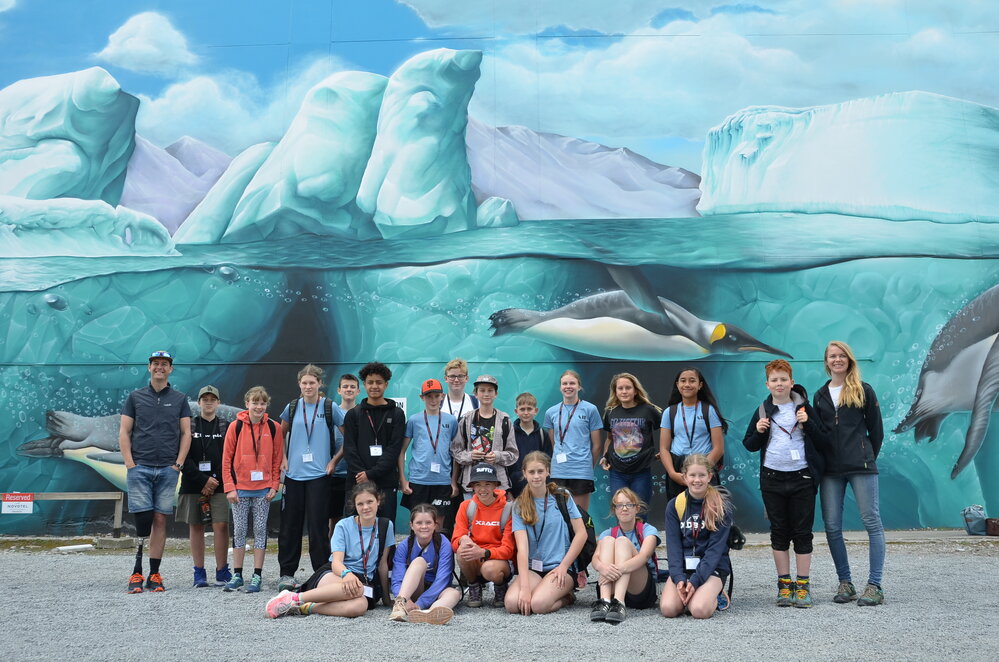Young Inspiring Explorers&trade; in front of the penguin mural in Cathedral Square (003)