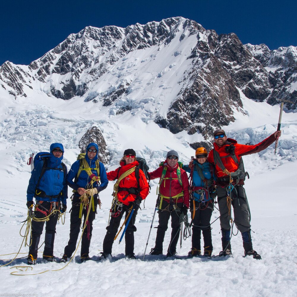 An Inspiring Explorers Expedition&trade; team photo on the shake-down trip with Mount Cook in the background