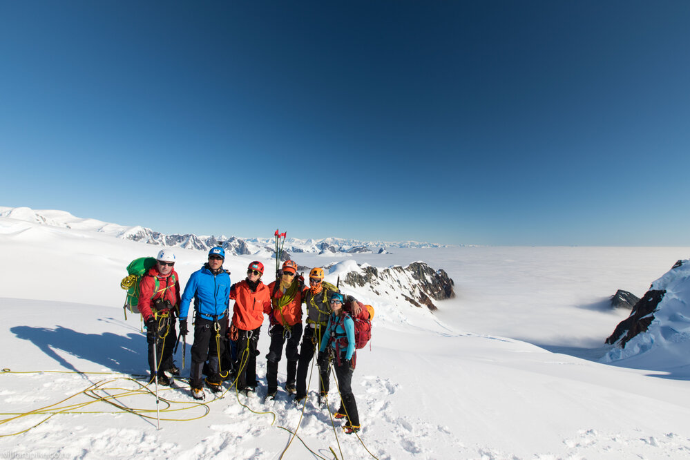 Team photo of The Inspiring Explorers Expedition&trade; team members on the upper slopes of Mount Scott