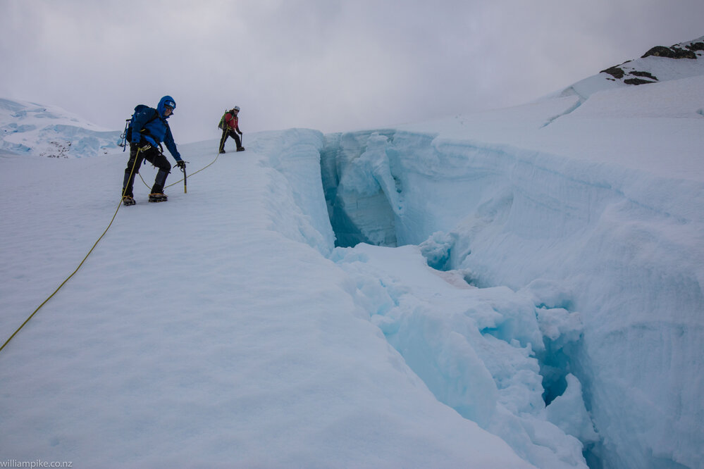 The Inspiring Explorers Expedition&trade; team encountered large crevasses during their climb of Mount Scott