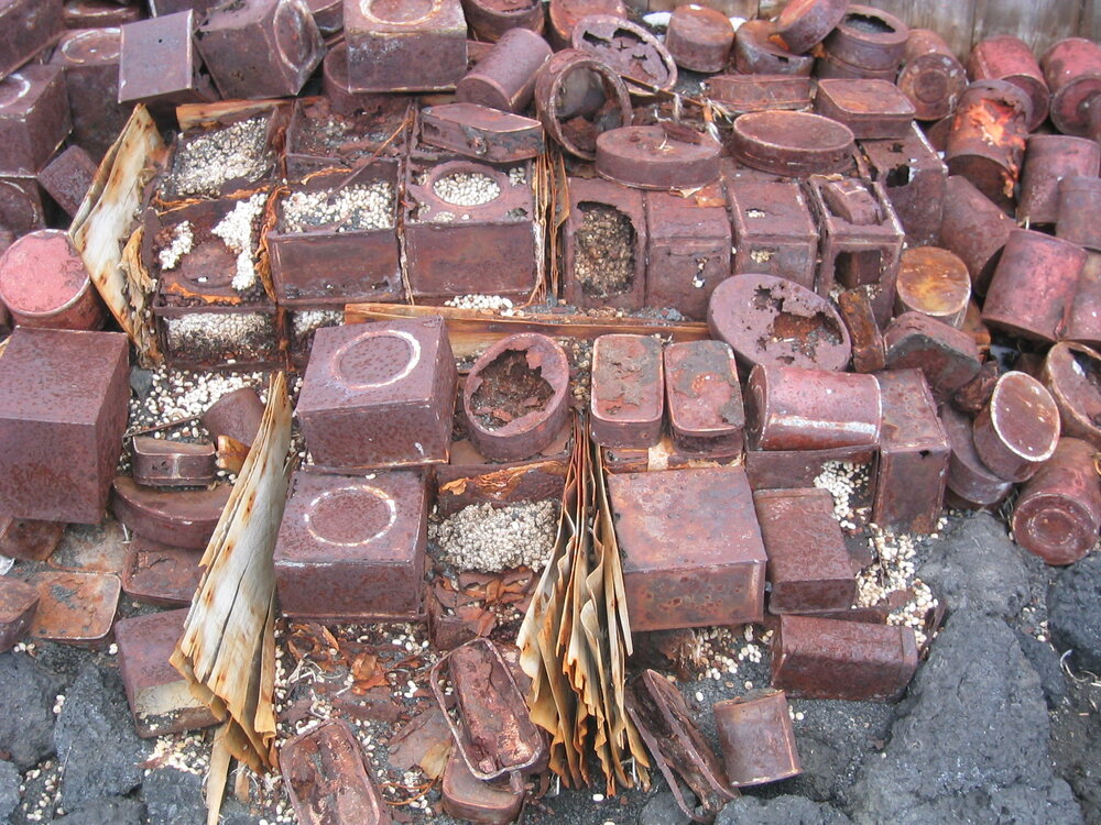 2003-04 Disintegrating tins of food supplies outside Shackleton's 'Nimrod' Hut