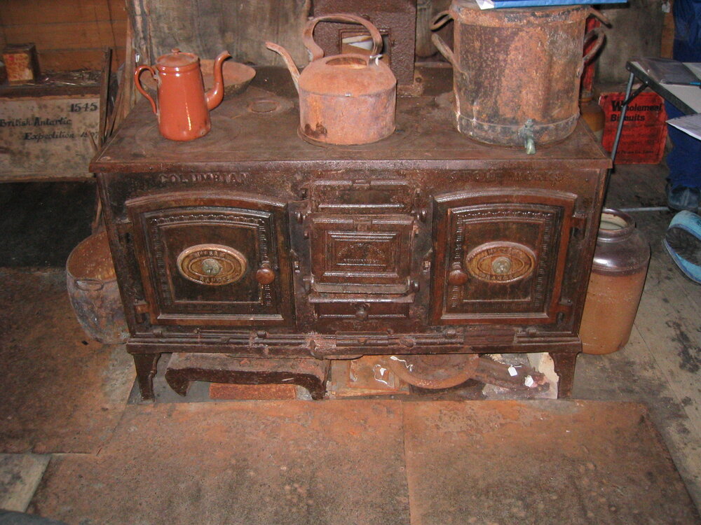Mrs Sam cast iron cooking range in Shackleton's 'Nimrod' Hut 