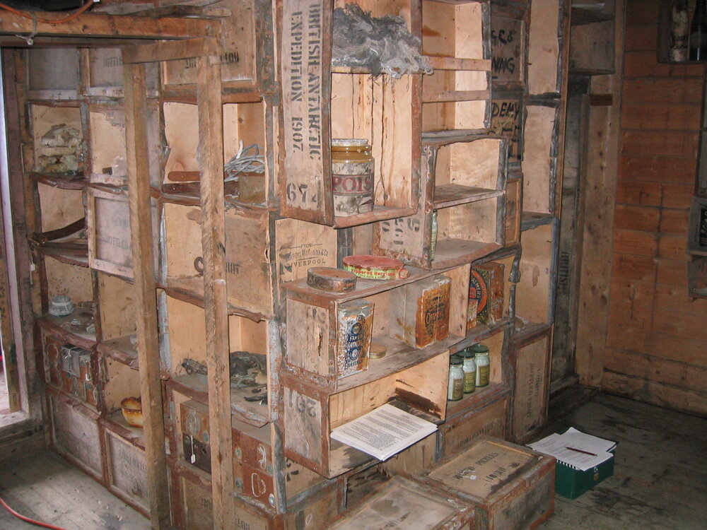 Venesta case shelving in Shackleton's 'Nimrod' Hut 