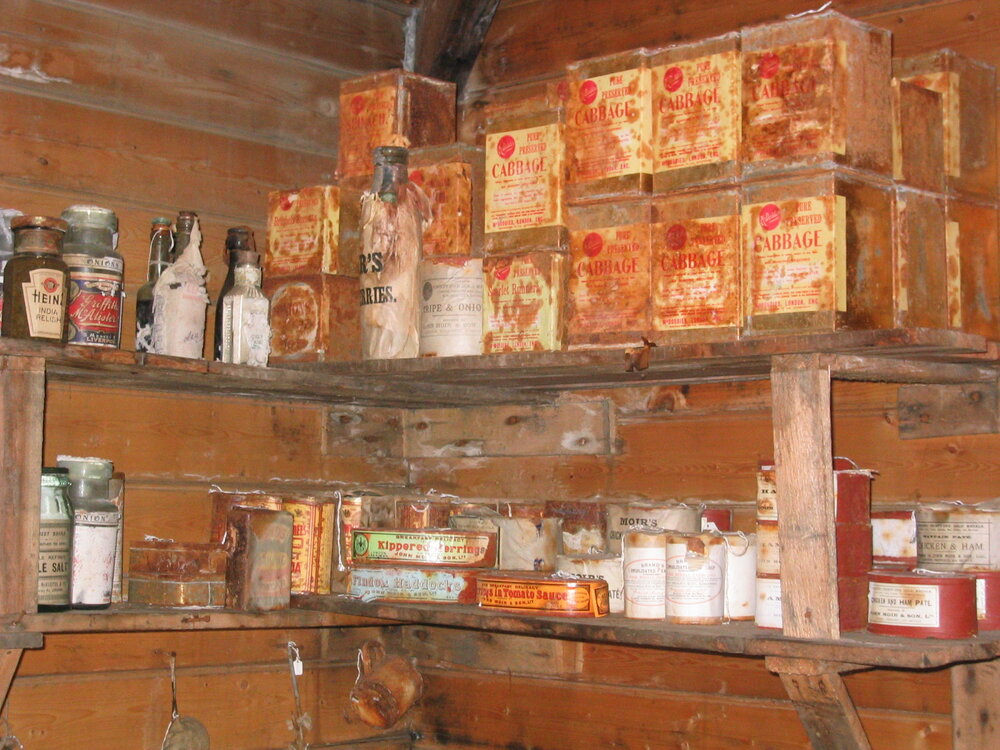 2003-04 Food supplies in galley of Shackleton's 'Nimrod' Hut