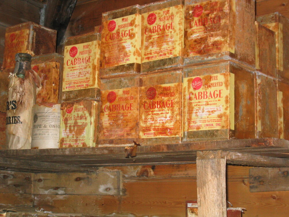2003-04 Food supplies in pantry of Shackleton's 'Nimrod' Hut (001)