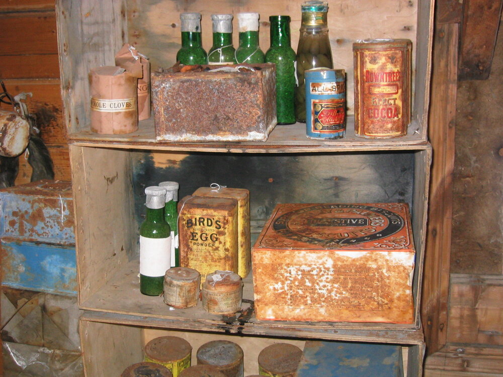 2003-04 Food supplies in pantry of Shackleton's 'Nimrod' Hut (005)