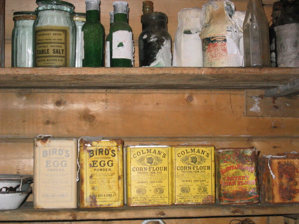 2003-04 Food supplies in pantry of Shackleton's 'Nimrod' Hut (009)