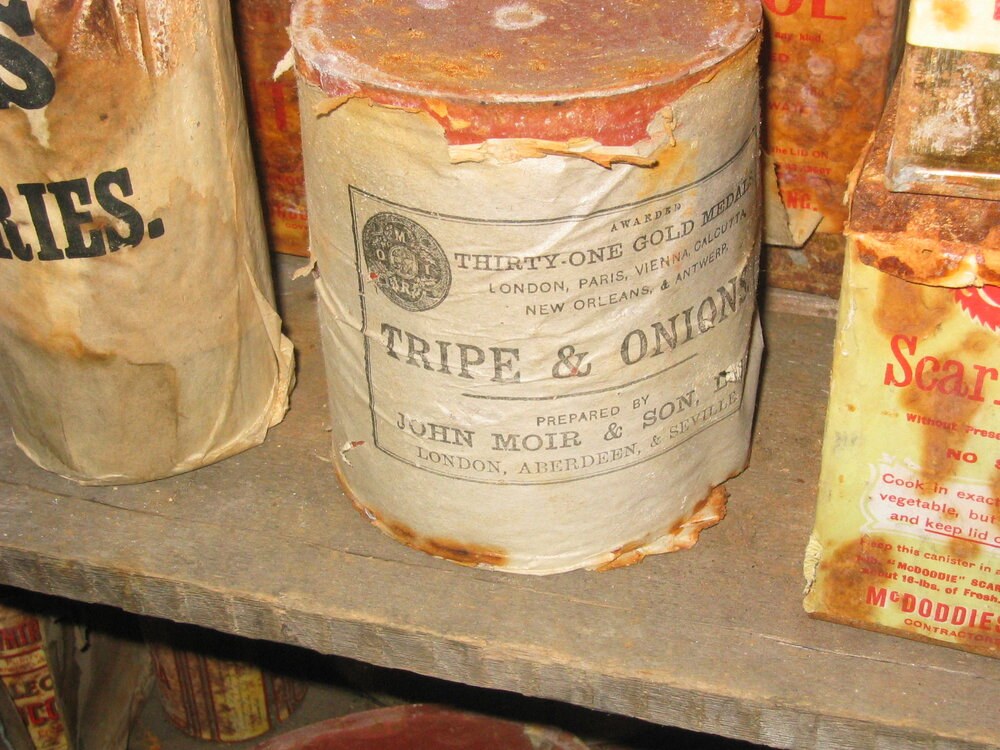 Tripe and Onions in pantry of Shackleton's 'Nimrod' Hut