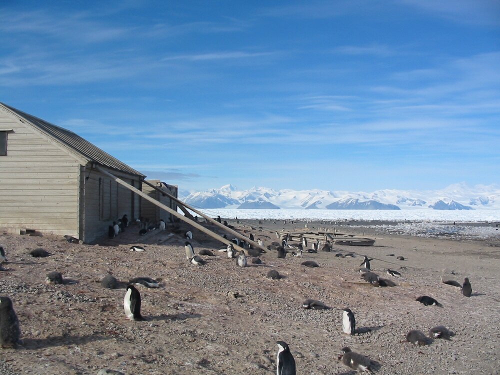 2003 K440 at Borchgrevink's Living hut - Exterior, North-west corner, Admiralty Mountains beyond