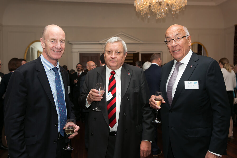 Andrew Cleland, CEO Royal Society, Garth Carnaby AHT Trustee and Sir Chris Mace