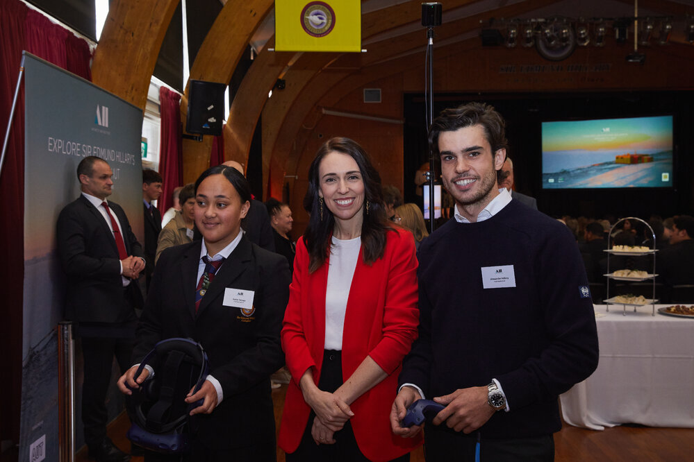 Prime Minister RT Hon Jacinda  Explorer Alumni Alexander Hillary and Jaylee Savage